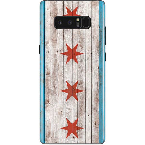 Chicago Flag Dark Wood Galaxy Note 8 Skin