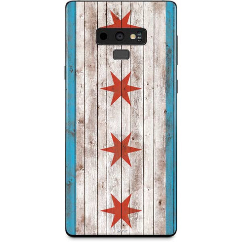 Chicago Flag Dark Wood Galaxy Note 9 Skin