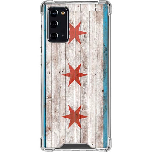 Chicago Flag Dark Wood Galaxy Note20 5G Clear Case
