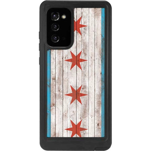 Chicago Flag Dark Wood Galaxy Note20 5G Waterproof Case