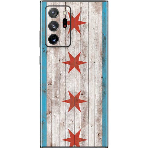 Chicago Flag Dark Wood Galaxy Note20 Ultra 5G Skin