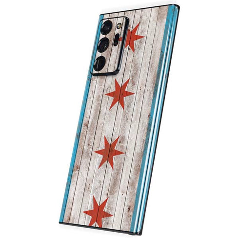 Chicago Flag Dark Wood Galaxy Note20 Ultra 5G Skin