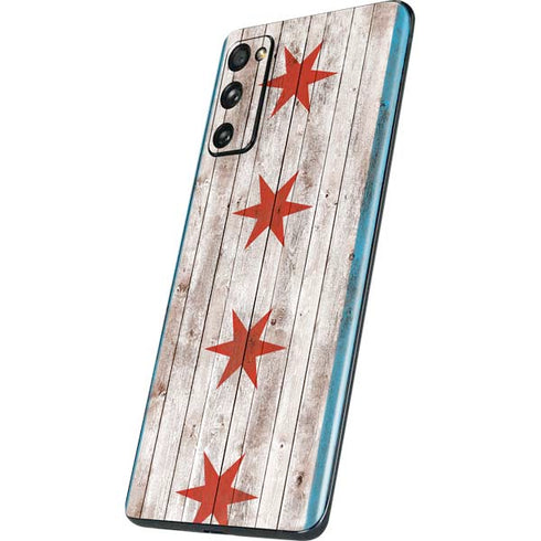 Chicago Flag Dark Wood Galaxy S20 Fan Edition Skin