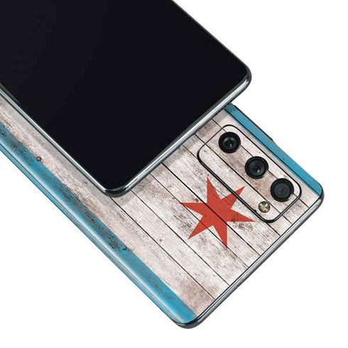 Chicago Flag Dark Wood Galaxy S20 Fan Edition Skin