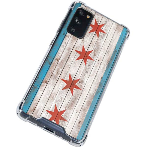 Chicago Flag Dark Wood Galaxy S20 FE Clear Case