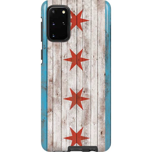 Chicago Flag Dark Wood Galaxy S20 Plus Pro Case