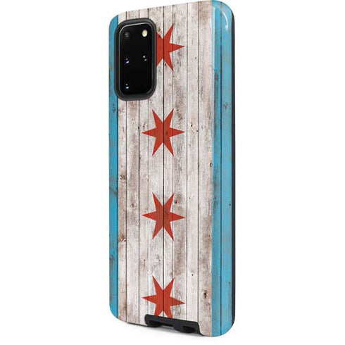 Chicago Flag Dark Wood Galaxy S20 Plus Pro Case