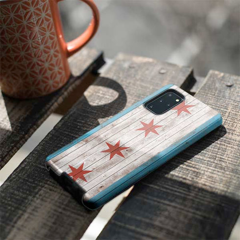Chicago Flag Dark Wood Galaxy S20 Plus Pro Case