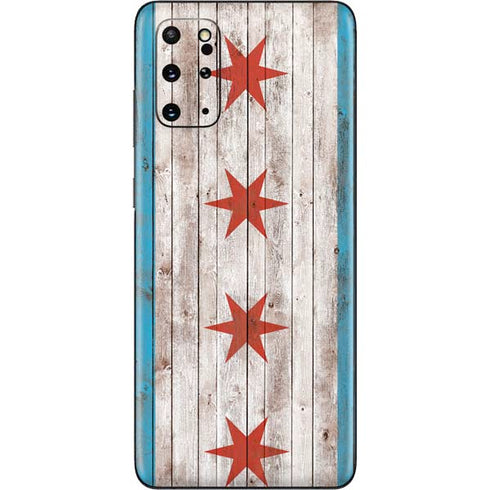 Chicago Flag Dark Wood Galaxy S20 Plus Skin