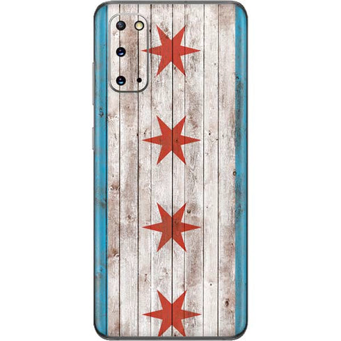 Chicago Flag Dark Wood Galaxy S20 Skin