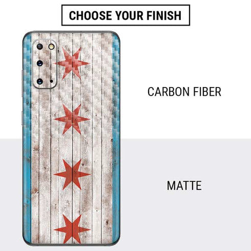 Chicago Flag Dark Wood Galaxy S20 Skin