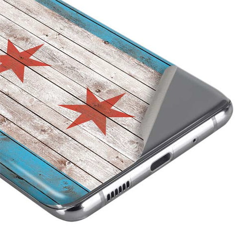 Chicago Flag Dark Wood Galaxy S20 Ultra 5G Skin