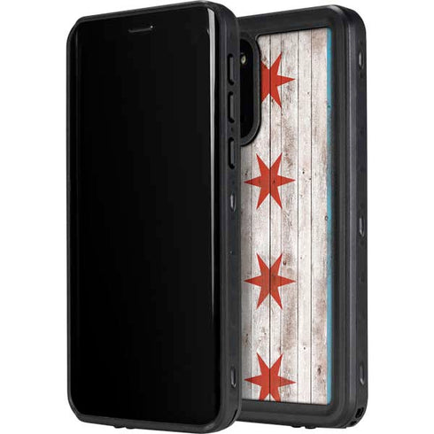 Chicago Flag Dark Wood Galaxy S20 Waterproof Case
