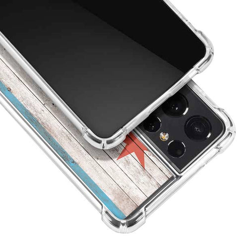 Chicago Flag Dark Wood Galaxy S21 Ultra 5G Clear Case