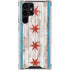 Chicago Flag Dark Wood Galaxy S22 Ultra Clear Case