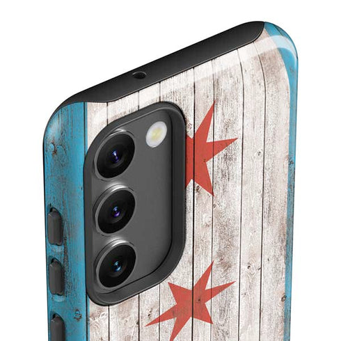 Chicago Flag Dark Wood Galaxy S23 Pro Case