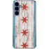 Chicago Flag Dark Wood Galaxy S24 Clear Case