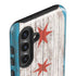 Chicago Flag Dark Wood Galaxy S24 Impact Case