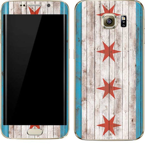 Chicago Flag Dark Wood Galaxy S7 Edge Skin