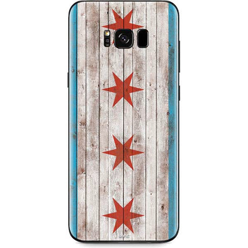 Chicago Flag Dark Wood Galaxy S8 Plus Skin