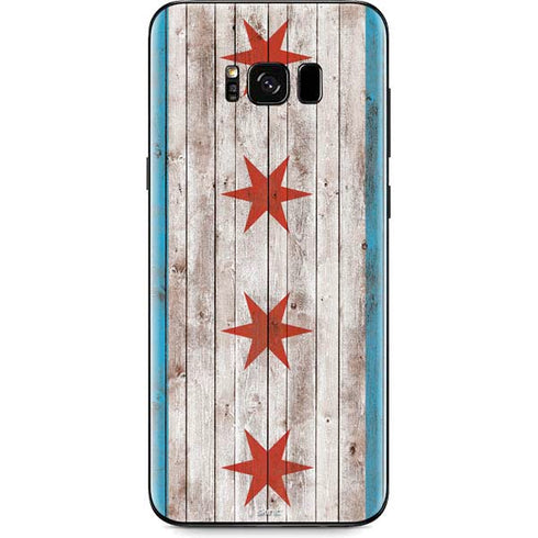 Chicago Flag Dark Wood Galaxy S8 Skin