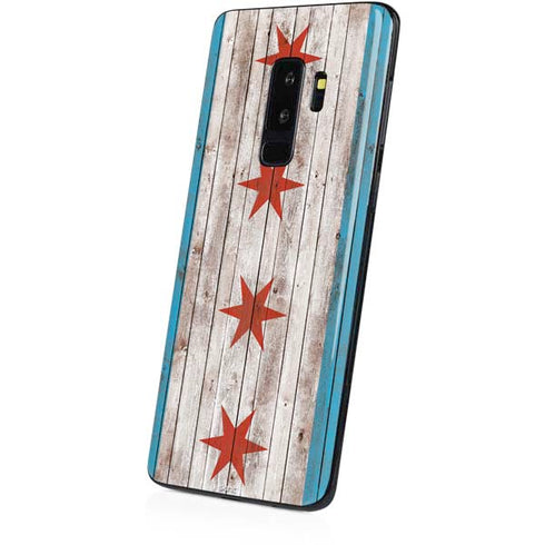 Chicago Flag Dark Wood Galaxy S9 Plus Skin