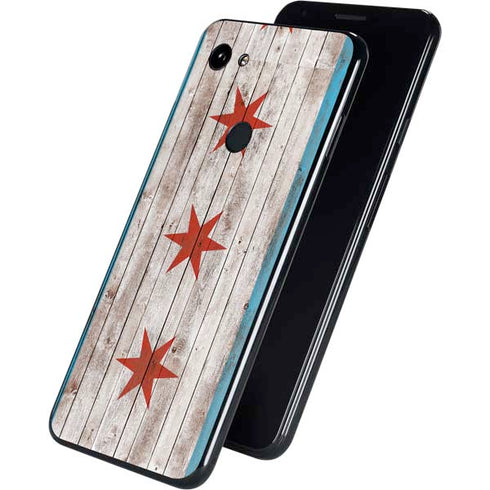 Chicago Flag Dark Wood Google Pixel 3a XL Skin
