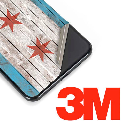 Chicago Flag Dark Wood Google Pixel 3a XL Skin