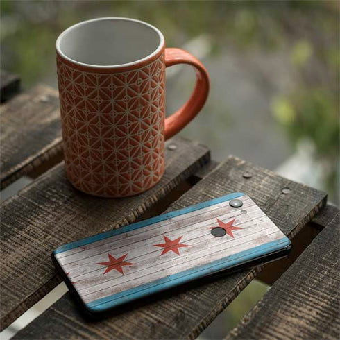 Chicago Flag Dark Wood Google Pixel 3a XL Skin