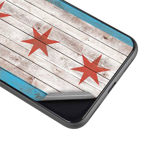 Chicago Flag Dark Wood Google Pixel 4 XL Skin