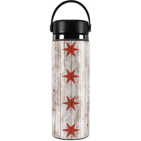 Chicago Flag Dark Wood Hydro Flask 20oz Wide Mouth Skin