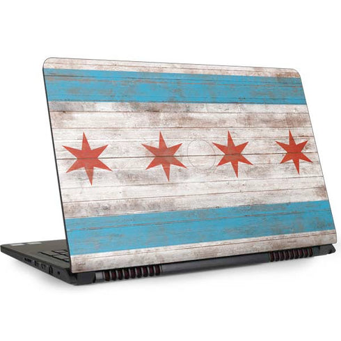 Chicago Flag Dark Wood Dell Inspiron Skin