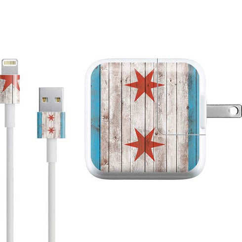 Chicago Flag Dark Wood iPad Charger (10W USB) Skin
