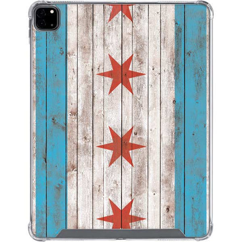 Chicago Flag Dark Wood iPad Pro 12.9in (2020) Clear Case