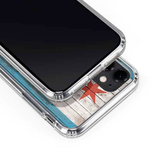 Chicago Flag Dark Wood iPhone 11 Clear Case
