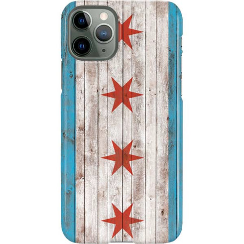 Chicago Flag Dark Wood iPhone 11 Pro Lite Case