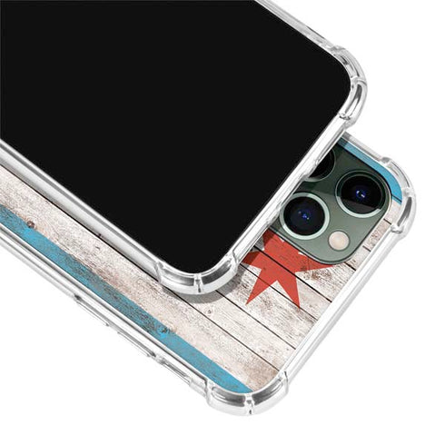Chicago Flag Dark Wood iPhone 11 Pro Max Clear Case