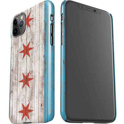 Chicago Flag Dark Wood iPhone 11 Pro Max Lite Case