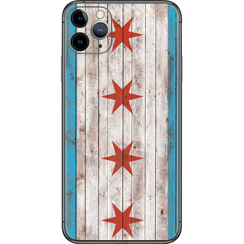Chicago Flag Dark Wood iPhone 11 Pro Max Skin
