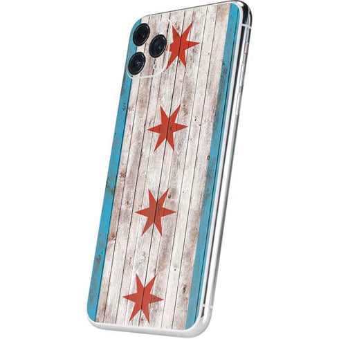 Chicago Flag Dark Wood iPhone 11 Pro Max Skin
