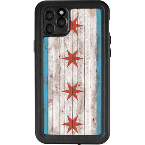 Chicago Flag Dark Wood iPhone 11 Pro Max Waterproof Case