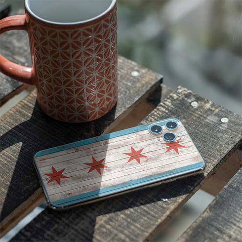 Chicago Flag Dark Wood iPhone 11 Pro Skin