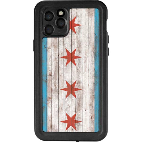 Chicago Flag Dark Wood iPhone 11 Pro Waterproof Case