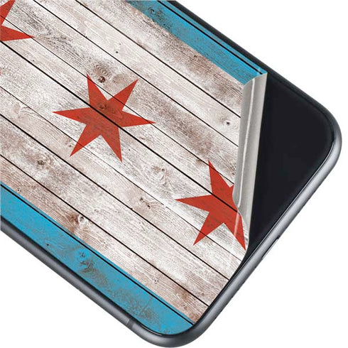 Chicago Flag Dark Wood iPhone 11 Skin