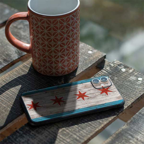 Chicago Flag Dark Wood iPhone 11 Skin