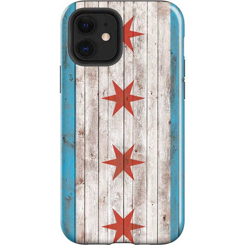 Chicago Flag Dark Wood iPhone 12 Impact Case