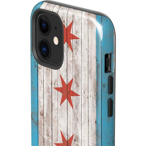 Chicago Flag Dark Wood iPhone 12 Impact Case
