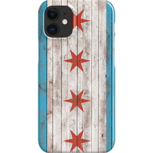 Chicago Flag Dark Wood iPhone 12 Mini Lite Case
