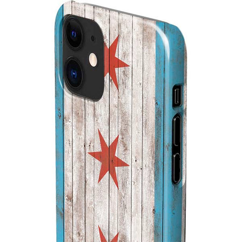 Chicago Flag Dark Wood iPhone 12 Mini Lite Case