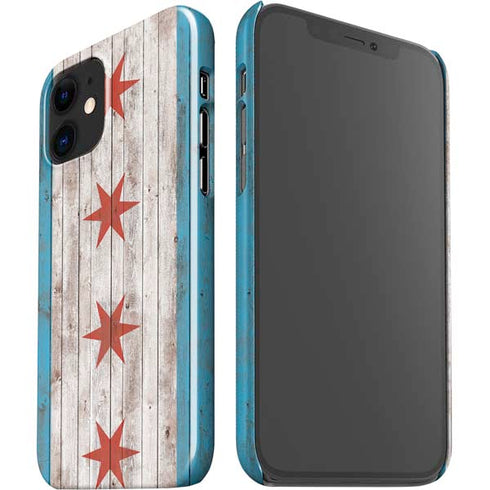 Chicago Flag Dark Wood iPhone 12 Mini Lite Case